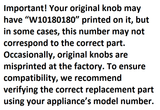New OEM Genuine Whirlpool W10180180 Oven Range Burner Knob WPW10180180