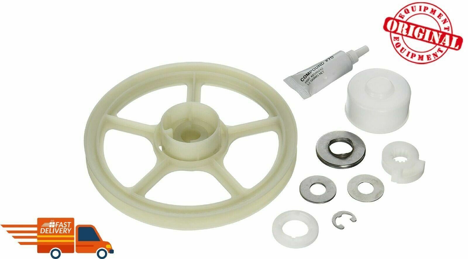New OEM Genuine Whirlpool Washer Pulley and Thrust Bearing Kit 12002213