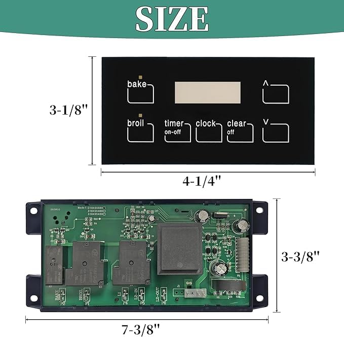 316455500 for Kenmore Frigidaire Electric Oven Control Board with 316220725 Touchpad Overlay