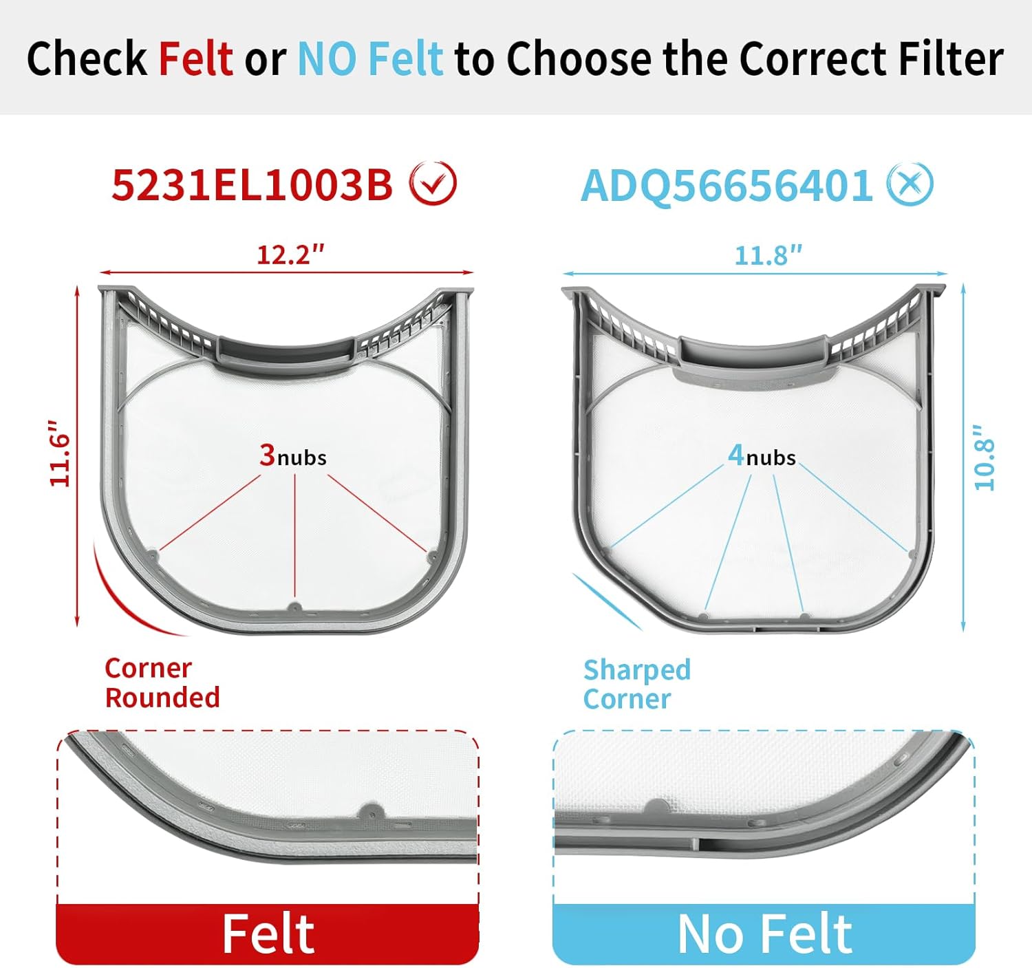 5231EL1003B Dryer Lint Filter for LG Kenmore 5231EL1003A 5231EL1003C NEW