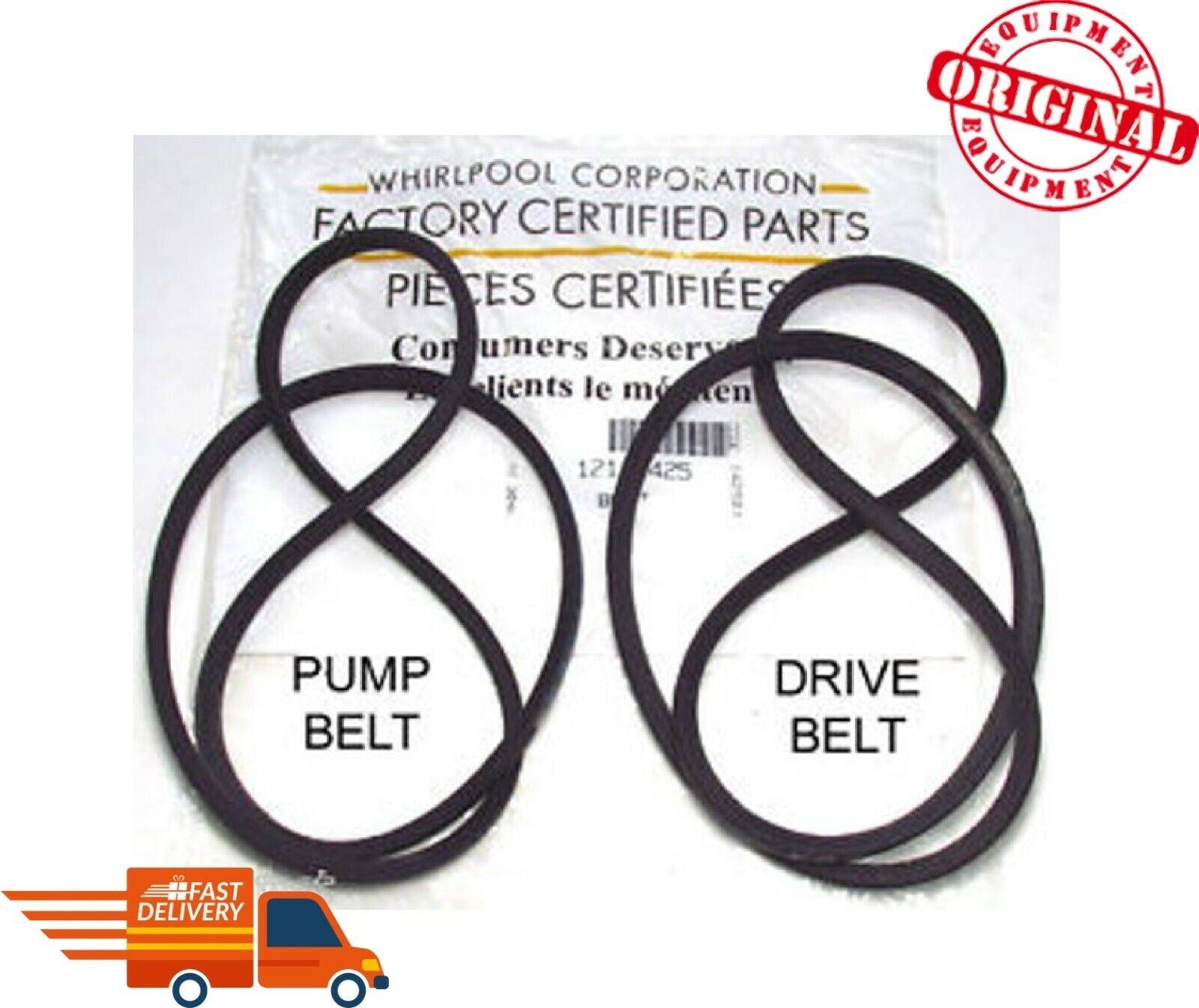 New OEM 12112425 Maytag Washer DRIVE & PUMP Belts Set  Washer Belt Set Genuine