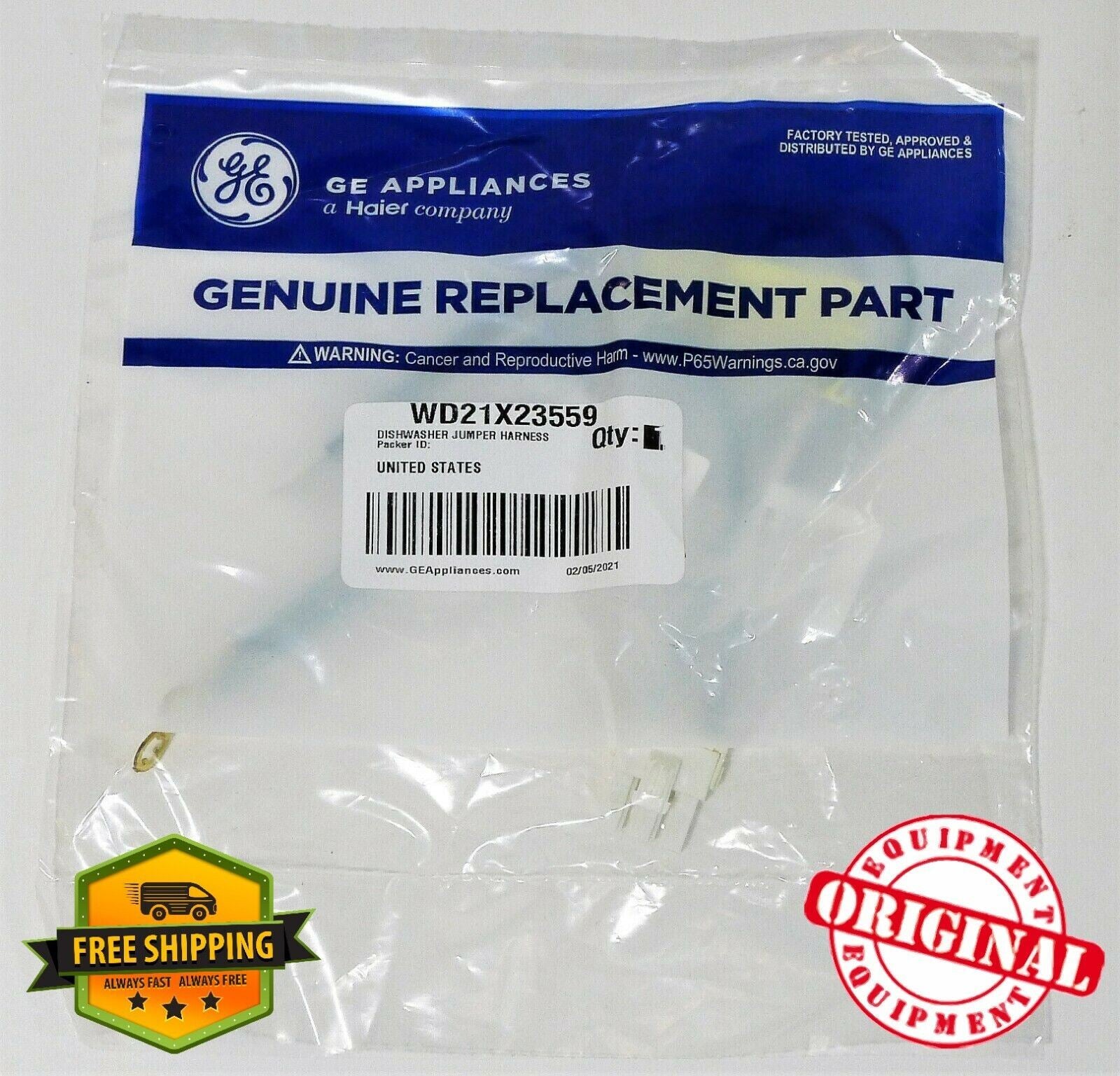 New Genuine OEM GE Dishwasher Jumper Harness WD21X23559