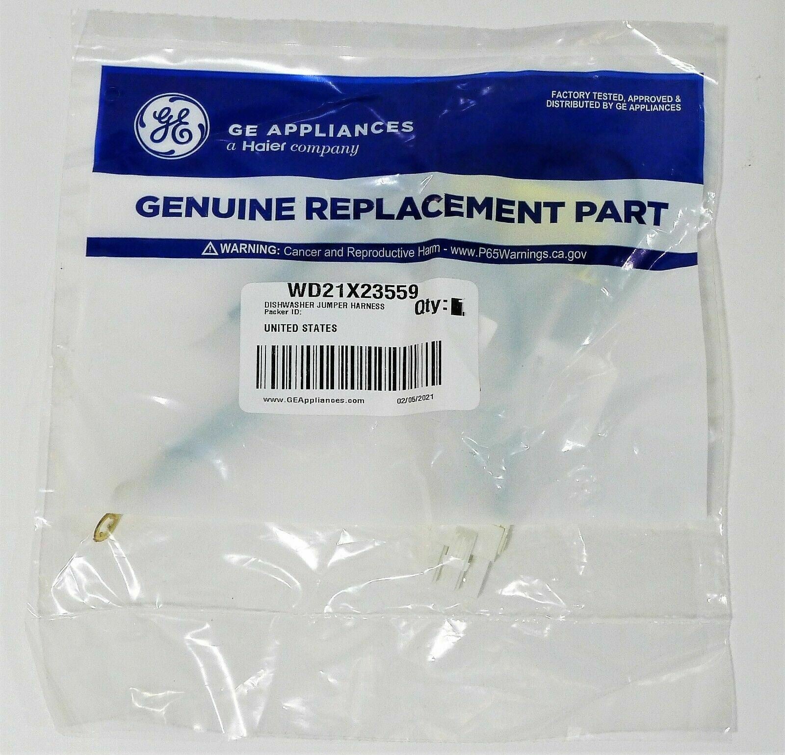 New Genuine OEM GE Dishwasher Jumper Harness WD21X23559