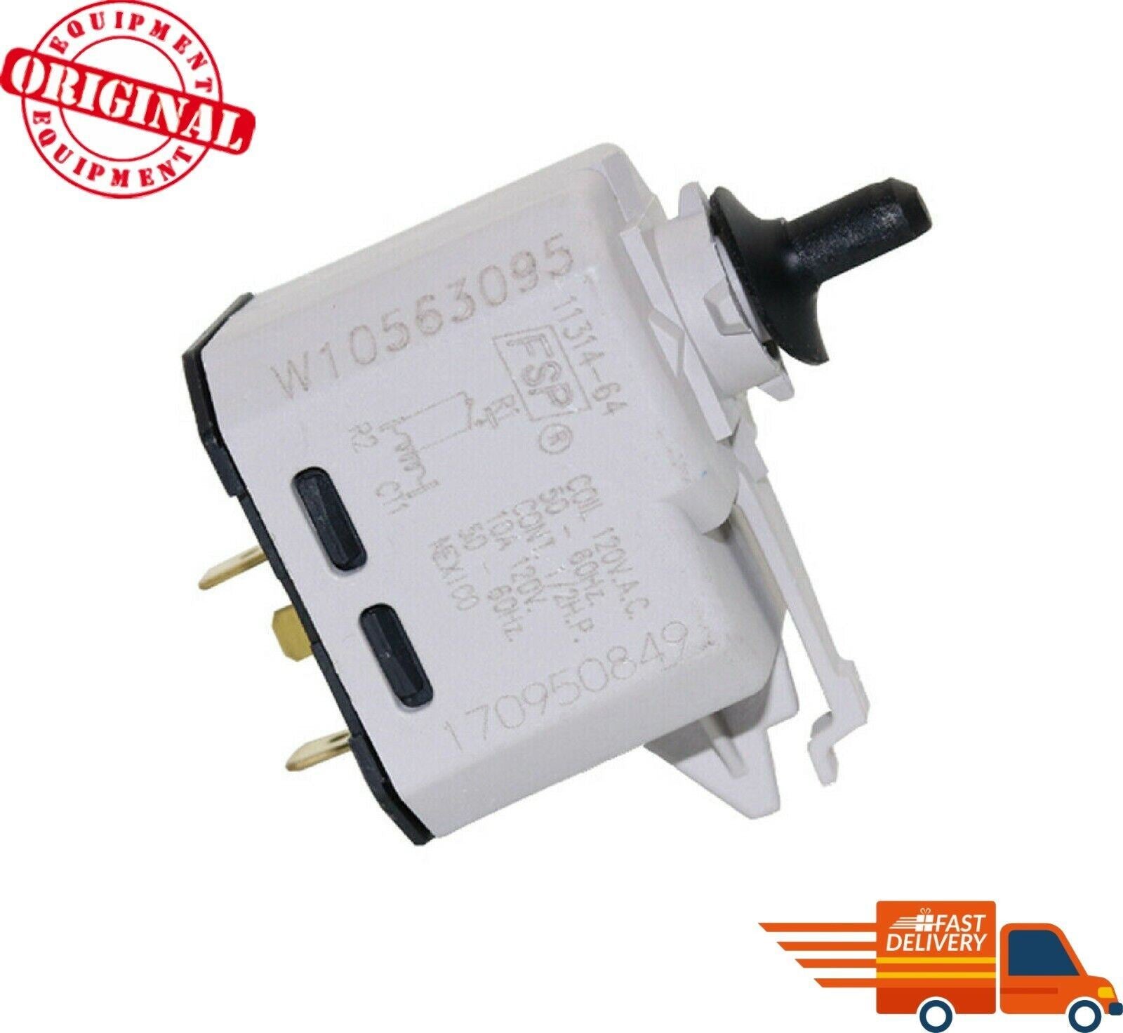 New OEM Genuine W10563095 Whirlpool Dryer Push-to-Start Switch