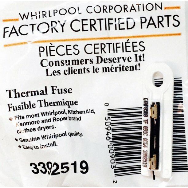 New Genuine OEM 3392519 FSP Whirlpool Dryer Thermal Fuse